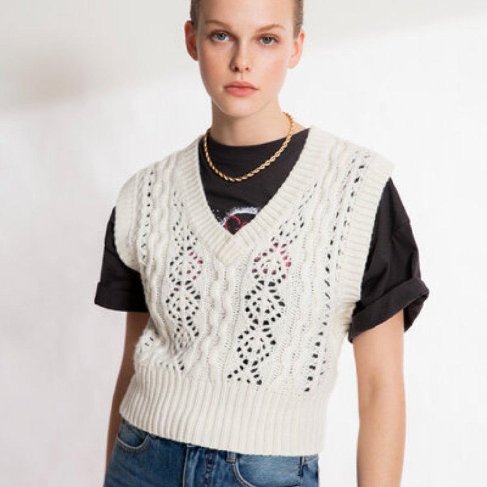 Suncoo Paris Ivory Sweater Vest Small